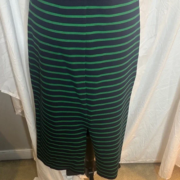 LOFT Green and Navy Striped Pencil Skirt - Picture 4 of 5